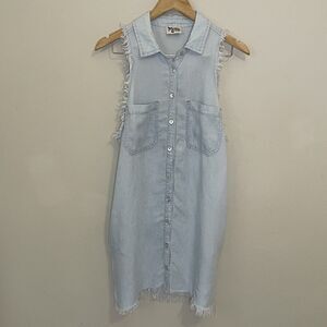 Show Me Your Mumu Denim Chambray Vicki Shirt Dress Sleeveless Medium Button Up
